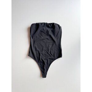 Aritzia BABATON Contour Jersey Black Strapless Tube Top Thong Bodysuit, Size S